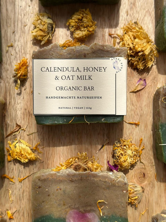 Calendula, Miel &amp; Lait d'Avoine – Nourriture Apaisante – Peaux Sensibles et Tous Types de Peau